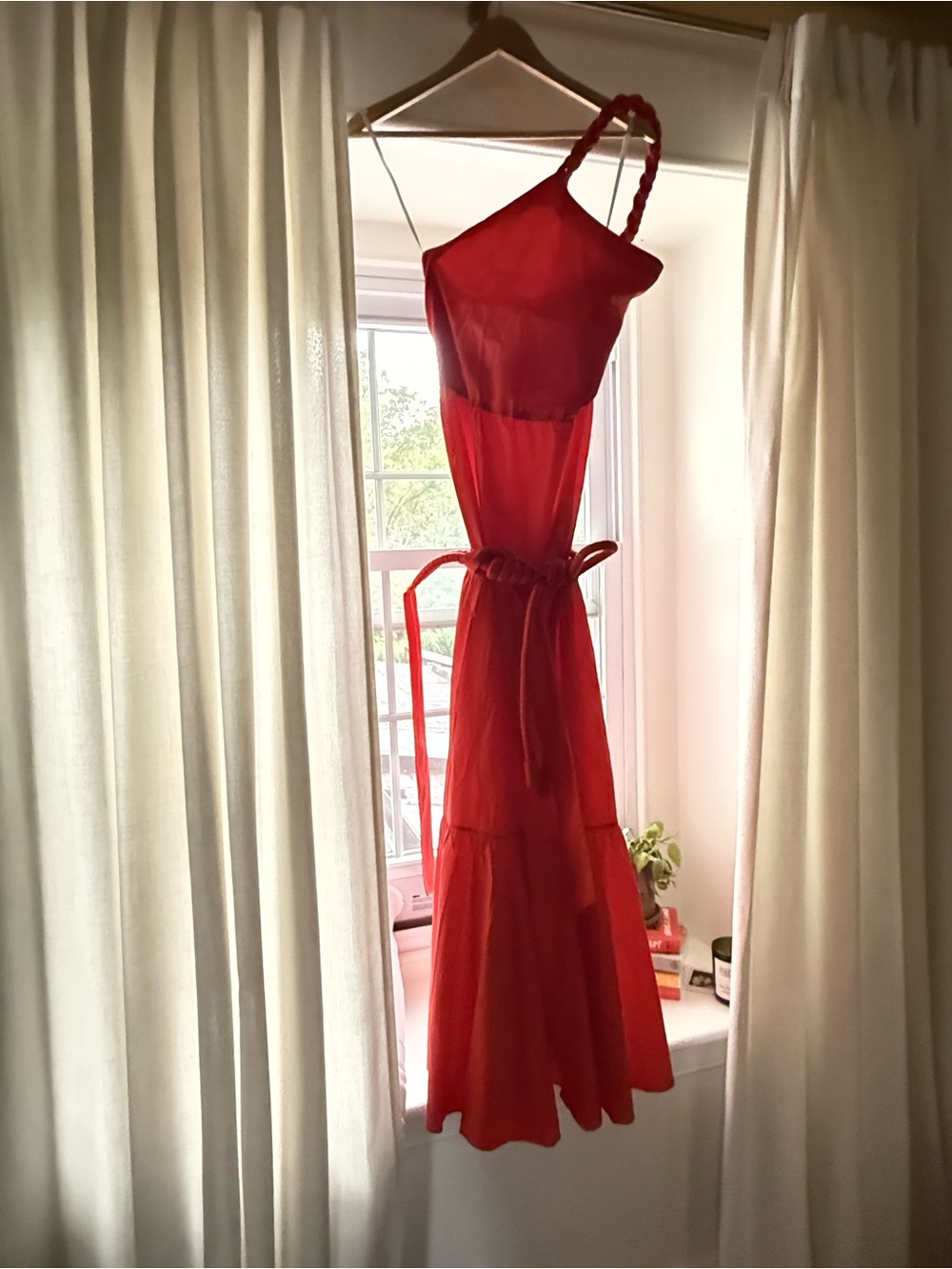 Johanna Ortiz Vibrant Coral Red Maxi Dress